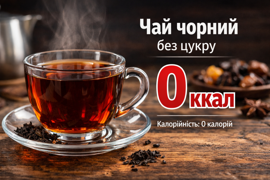 Чай чорний без цукру калорійність