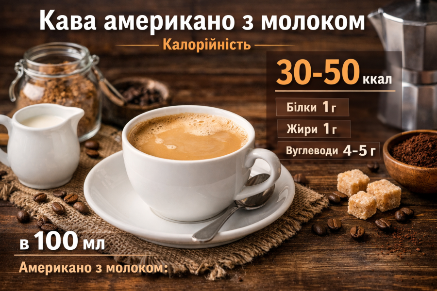 Кава американо з молоком калорійність