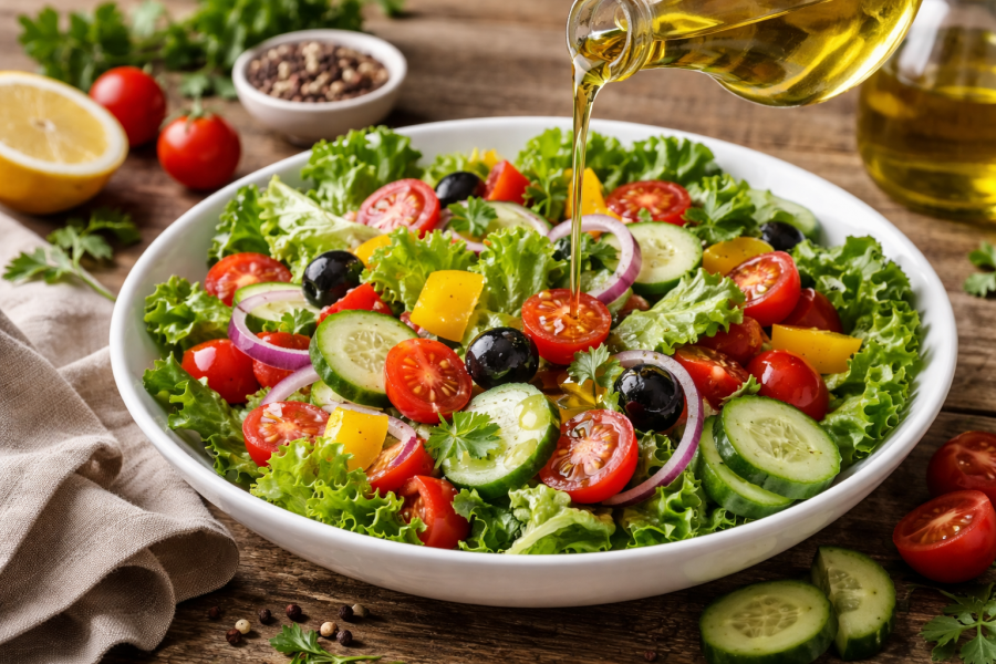 Салат овочевий заправлений олією калорійність
