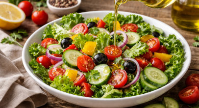 Салат овочевий заправлений олією калорійність